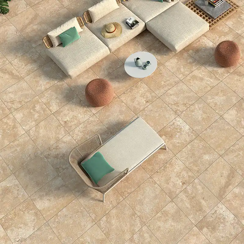 Must-Have Percorsi Frame Travertino Beige R10 - Gres Porcellanato effetto pietra 60x60 Rettificato