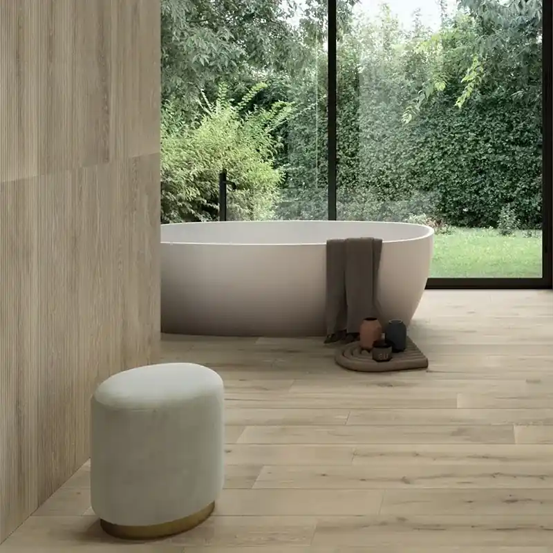 Superprijs Unica Beige Flute 3D - Gres Effetto Legno Rigato 60x120