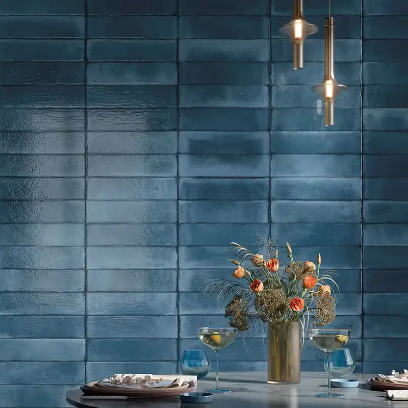 Betaalbaar Uptown Blue - Gres Porcellanato Effetto Mattoncino Lucido 7.5x30