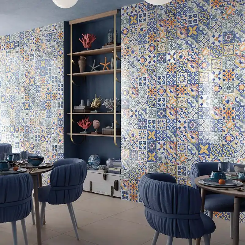 Amalfi Mix Mare - Gres Porcellanato Maioliche Decorate Miste 15x15 Stile Vietri Korting