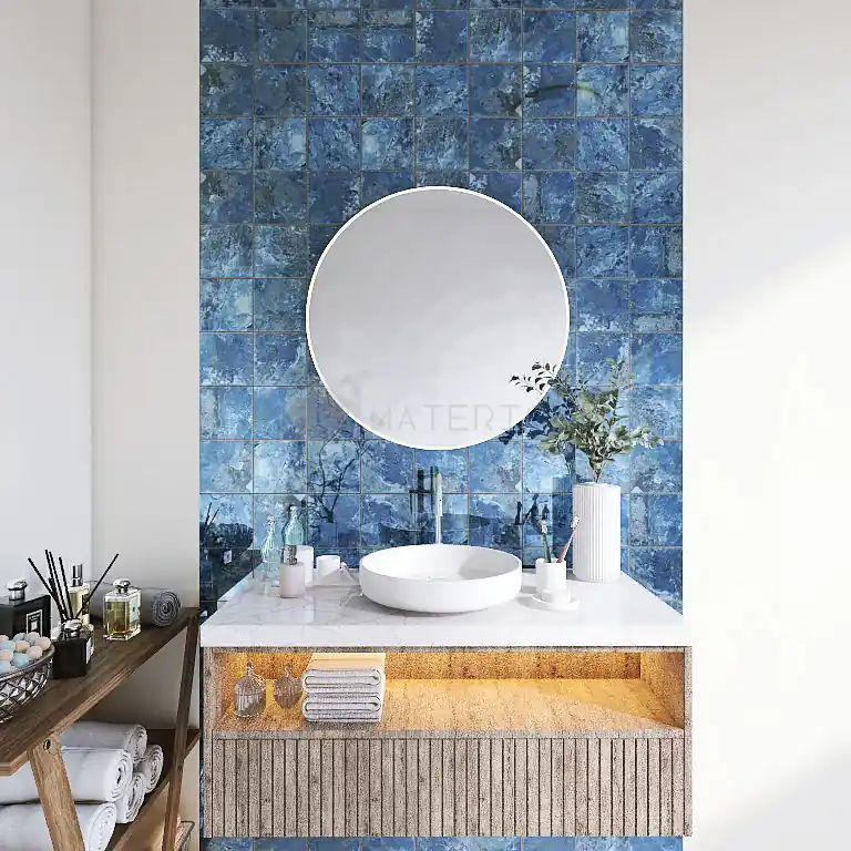 Express Levering Crystal Blue - Gres Porcellanato Effetto Pietra Lucido 15x15