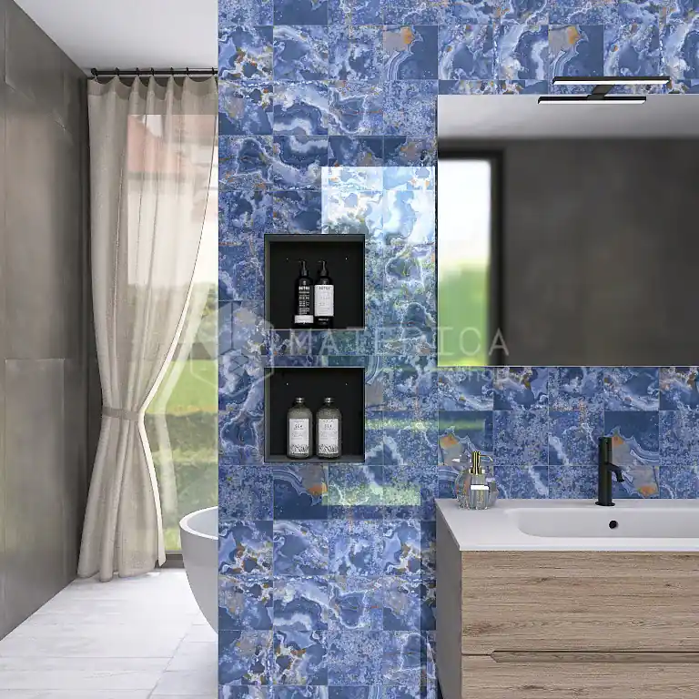 Cross Blue - Gres Porcellanato Effetto Onice Lucido 15x15 Finale Uitverkoop