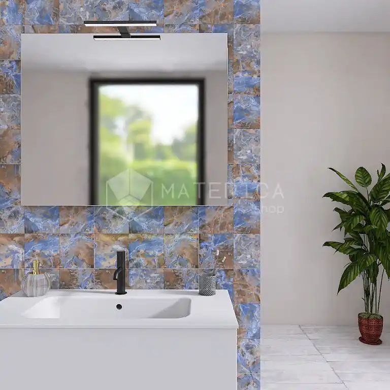 Direct Beschikbaar Deep Blue - Gres Porcellanato Effetto Nuvolato Lucido 15x15