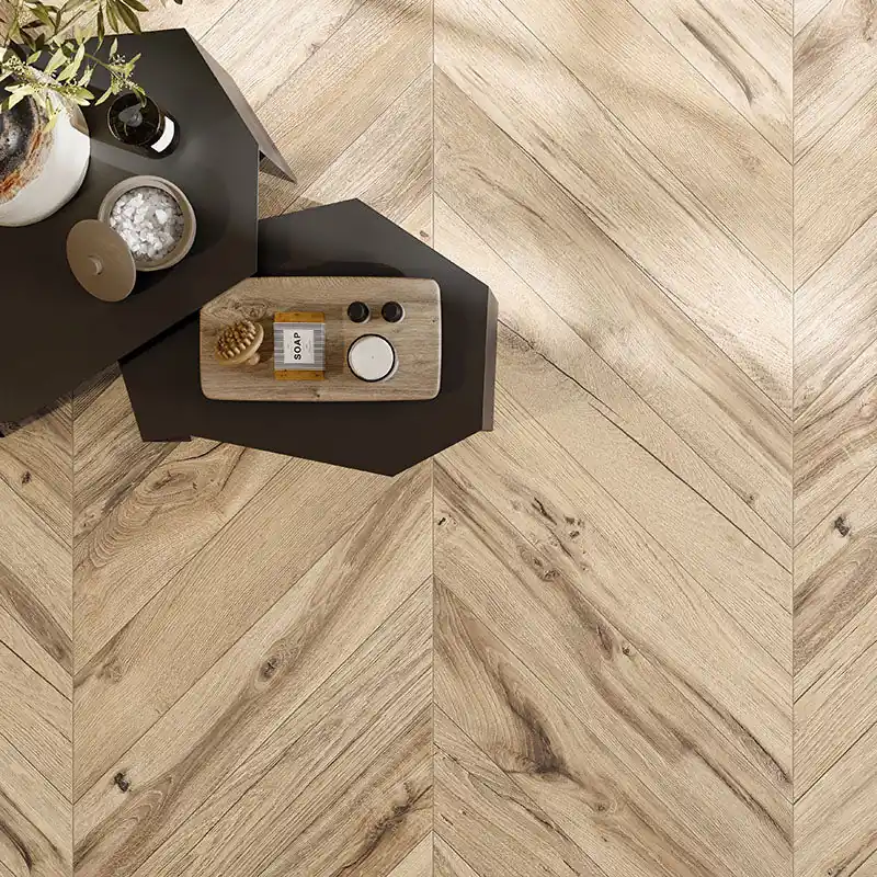 Koop Online Chevron XL Daring Ecrù - Gres Effetto Legno Spina di Pesce 15x85