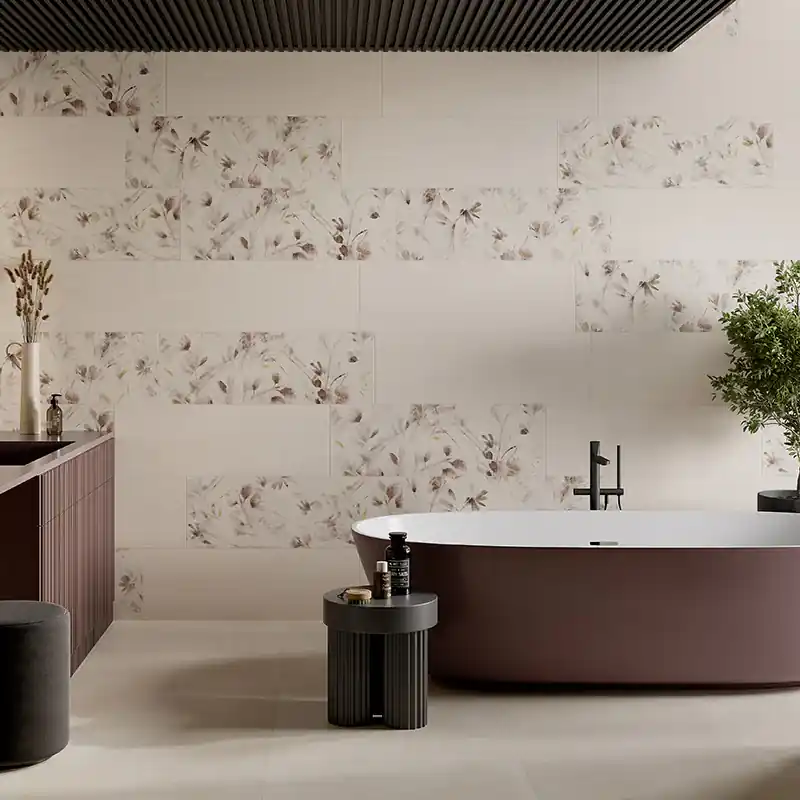 Flitsaanbieding Ludostone Oasi Coral - Rivestimento Decorato Floreale 33x100 rettificato