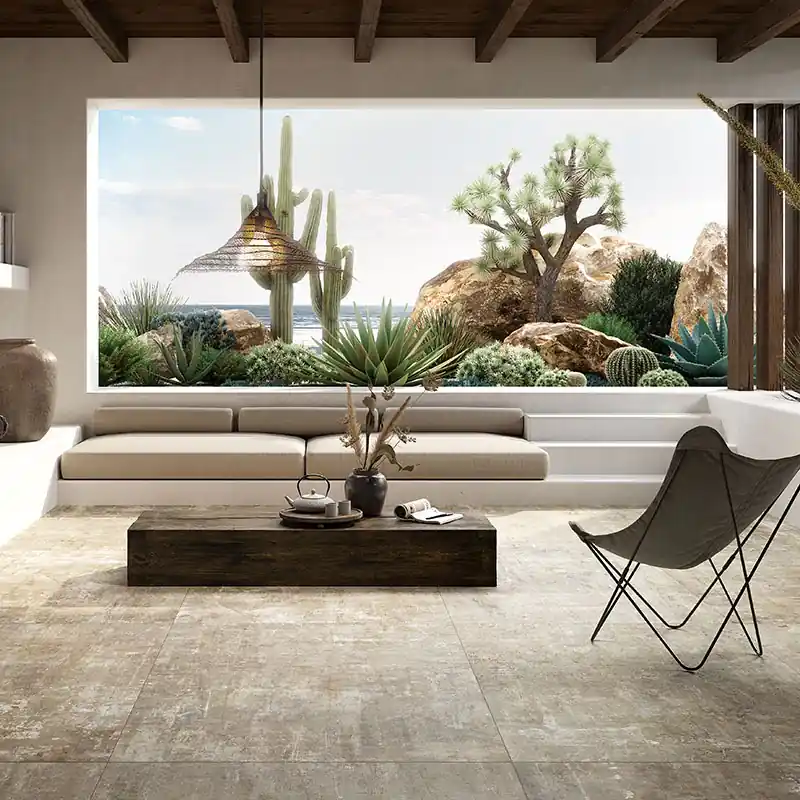 Murales Beige - Gres Effetto Cemento Graffiato Opaco 100x100 Rettificato Must-Have