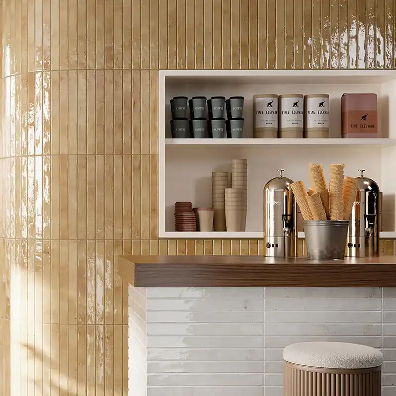 Korting Colors Brick Beige - Gres Effetto Mattoncino Lucido 5x45