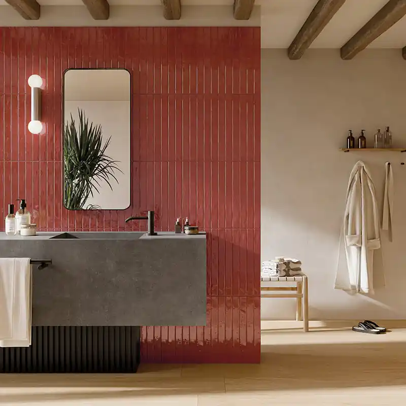 Tijdelijk Beschikbaar Colors Brick Red - Gres Effetto Mattoncino Lucido 5x45