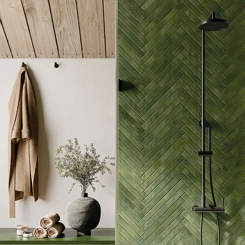 Meest Verkocht Colors Brick Green - Gres Effetto Mattoncino Lucido 5x45