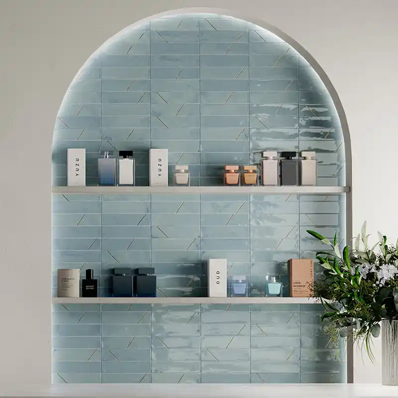 Marrakech Light Blue - Gres Effetto Mattoncino Lucido 5x20 Betrouwbaar