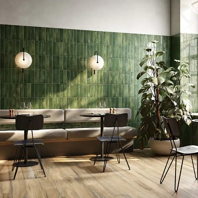 Korting Mojave Green - Gres Effetto Mattoncino Lucido 6x25