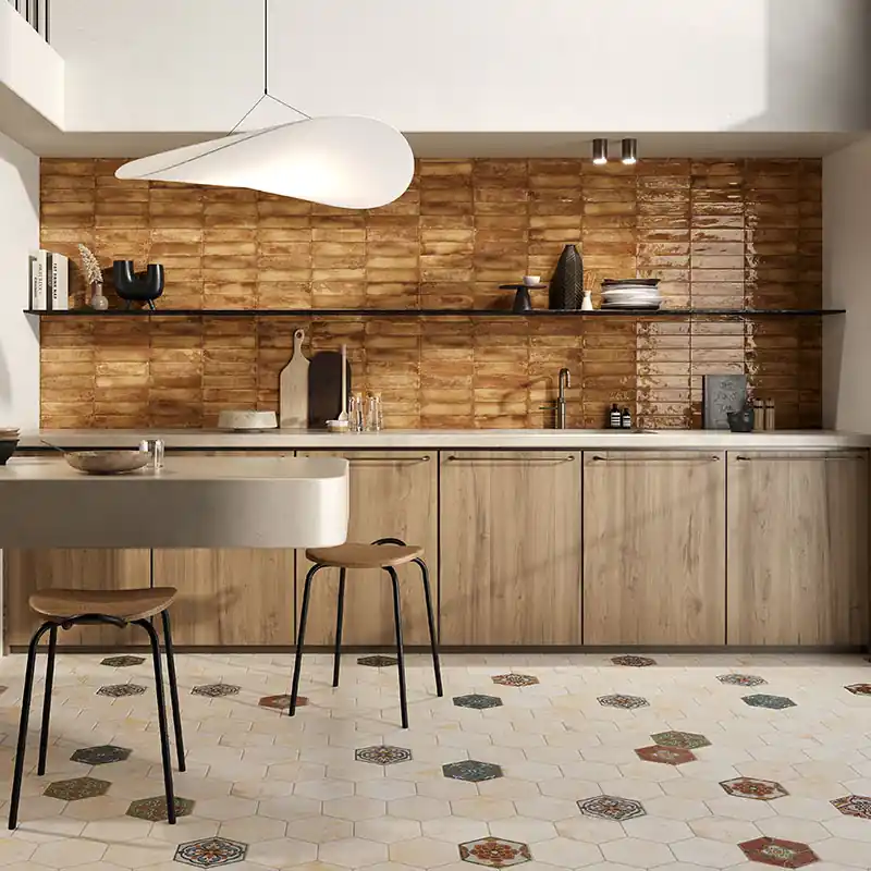 Mojave Ocra - Gres Effetto Mattoncino Lucido 6x25 Gecertificeerd
