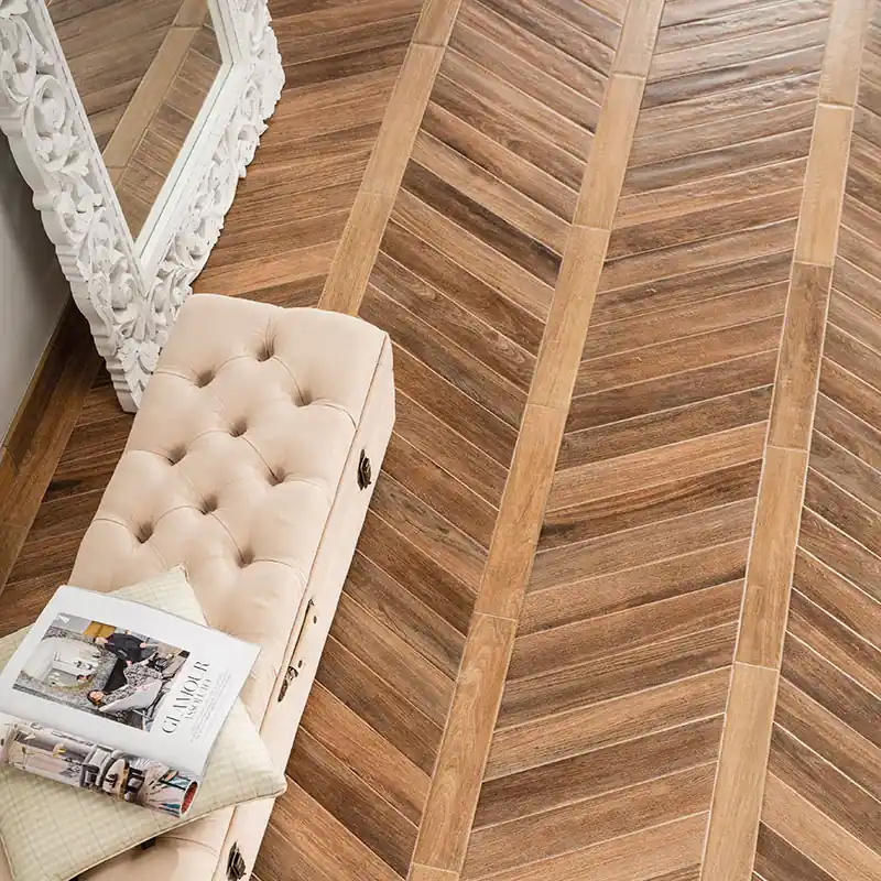 Laatste Kans Vintage Brune Chevron - Gres Porcellanato Effetto Legno Rustico 7.5x40.7
