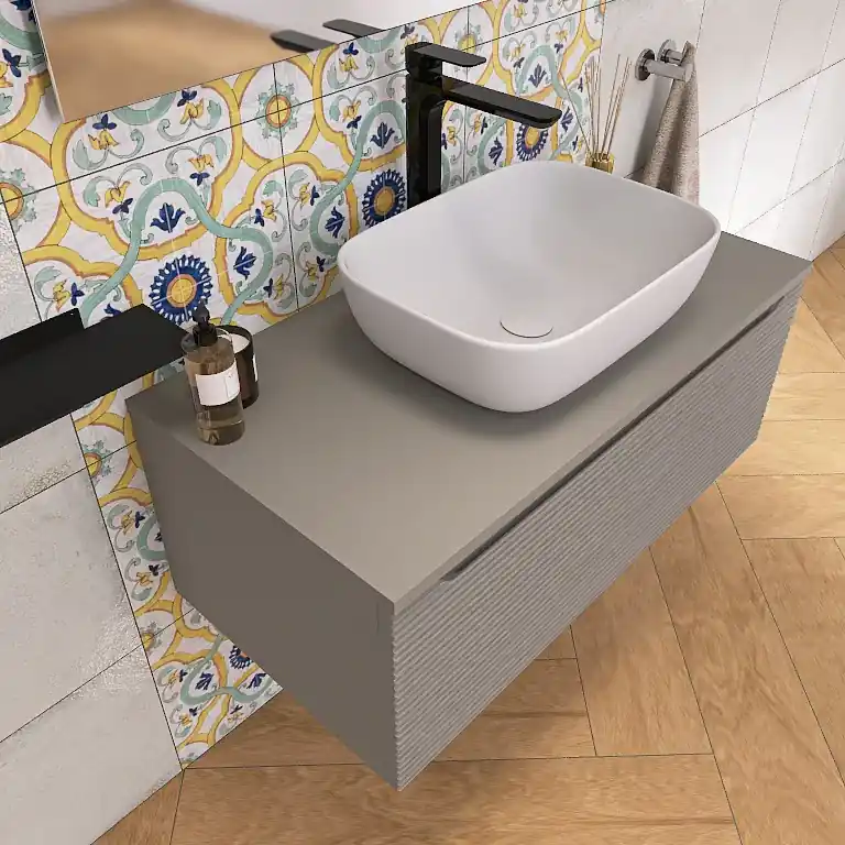Betaalbaar Penelope 03 - Mobile da Bagno Sospeso con top in tinta e lavabo in appoggio