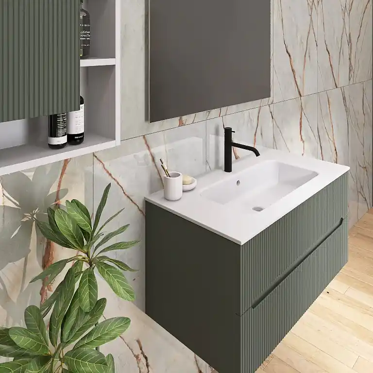 Beperkt Aanbod Atena 01 - Mobile da Bagno Sospeso con lavabo in mineralmarmo opaco