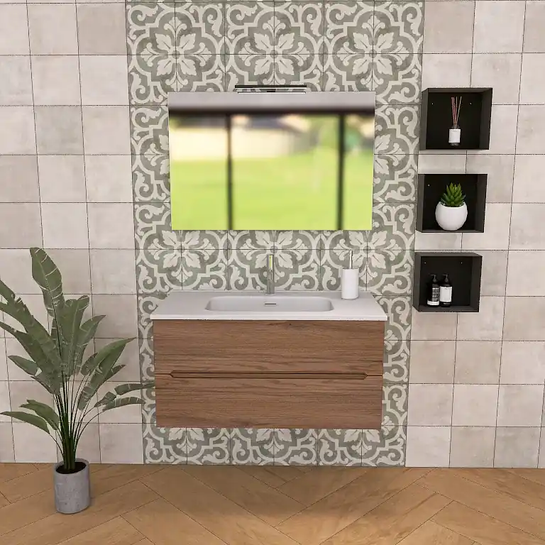 Goedkoop Pandora 02 - Mobile da Bagno Sospeso con lavabo in ceramica