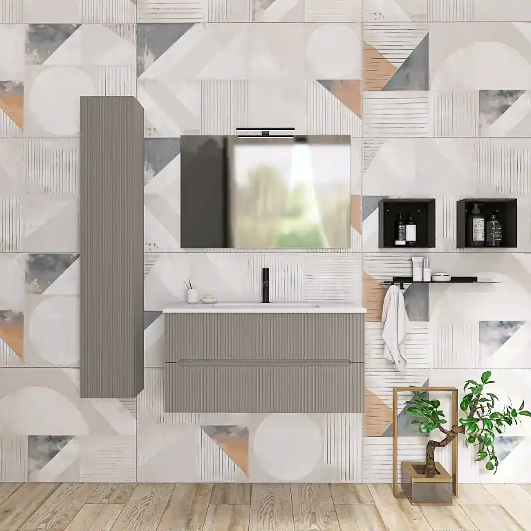 Bestseller Atena 03 - Mobile da Bagno Sospeso con colonna in tinta