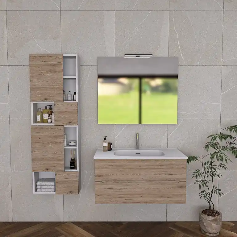 Koop Vandaag Pandora 04 - Mobile da Bagno Sospeso completo di doppio pensile a giorno