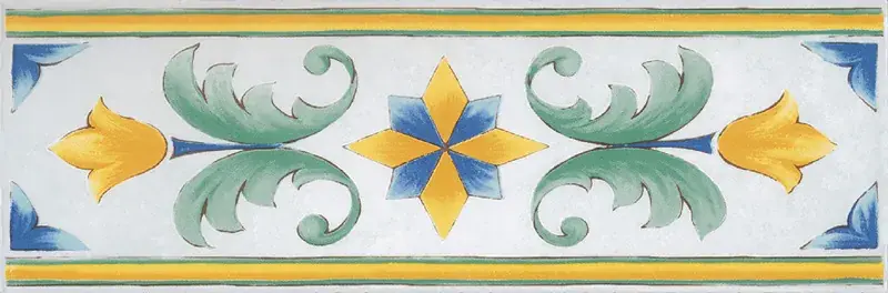 Antiche Riggiole Napoletane Fascia Santa Chiara - Fascia decorata in stile Vietrese 11x34 Actieprijs