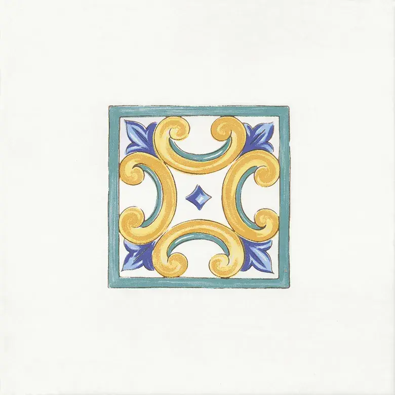 Antiche Riggiole Napoletane Inserto Marechiaro - Piastrella decorata in stile Vietrese 22x22 Favoriet