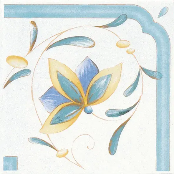 Aanbieding Antiche Riggiole Napoletane Angolo Fascia Posillipo - Piastrella decorata in stile Vietrese 17x17