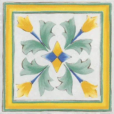 Rechtstreeks Van De Fabrikant Antiche Riggiole Napoletane Angolo Fascia Santa Chiara - Piastrella decorata in stile Vietrese 11x11