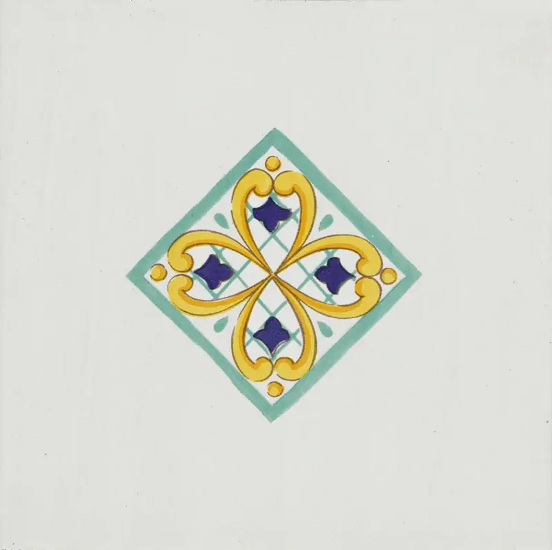 Hoge Kwaliteit Cotto Mediterraneo Inserto Seiano Verde - Piastrella decorata in stile Vietrese 22x22