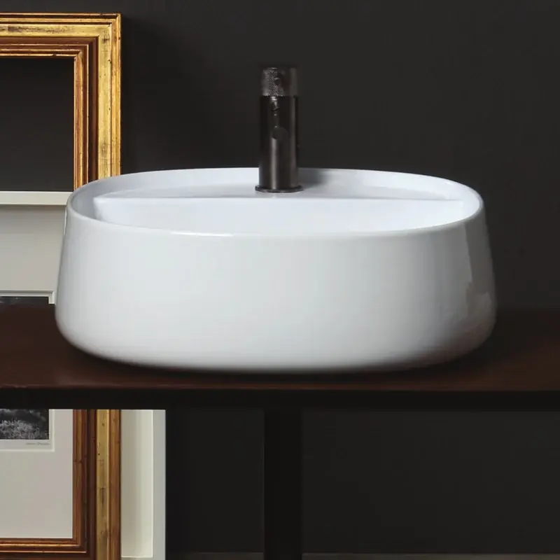 Amleto - Lavabo da appoggio con foro per miscelatore 45x45 cm Nu Kopen