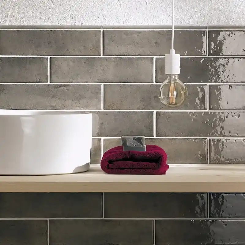 Lage Prijs Oxida Brick Grey - Rivestimento In Gres Porcellanato Lucido Effetto Mattoncino 7,5x30