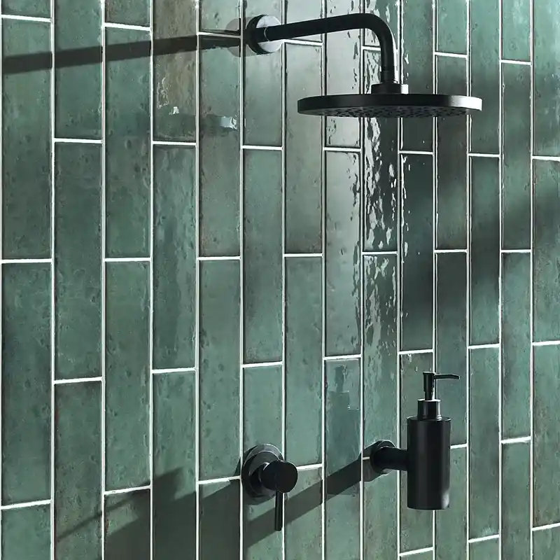 Favoriet Oxida Brick Green - Rivestimento In Gres Porcellanato Lucido Effetto Mattoncino 7,5x30