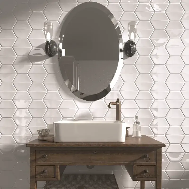 Magnolia Bright White – Rivestimento Ceramico Esagonale Lucido 15x18 Bestel Nu