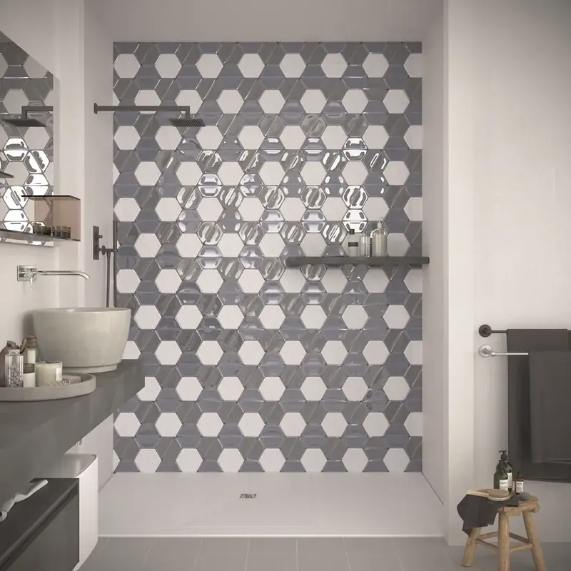 Populair Magnolia Smoke – Rivestimento Ceramico Esagonale Lucido 15x18