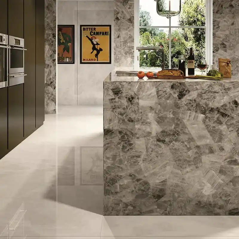 Gereduceerde Prijs Onici Quarzo Lux - Gres Effetto Onice Lucido 120x120 SP. 6 mm Rettificato
