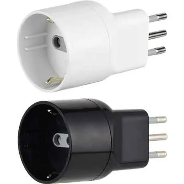 Tijdelijk Beschikbaar ADATTATORE DISASSATA SHUKO 10A 2P+T - presa 10A 2P+T - Colore Nero