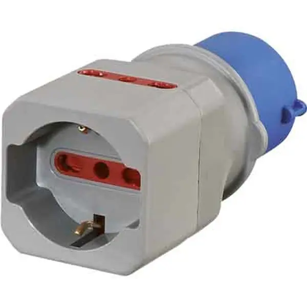ADATTATORE INDUSTRIALE 220V Spina 2P+T16A-P.Schuko+2 10/16A Betaalbaar