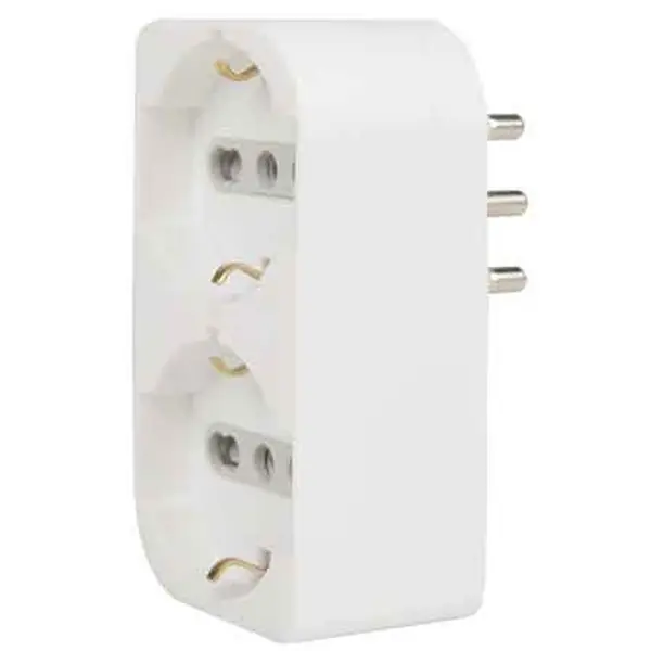 Direct Beschikbaar ADATTATORE SCHUKO DOPPIO SALVASPAZIO 16A 2P+T - presa 16A 2P+T - Colore Bianco