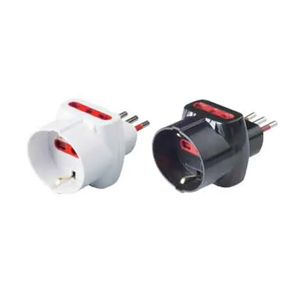 Op = Op ADATTATORE TRIPLO CON PROTEZIONE SCHUKO/BIVALENTE 10A ROSI 2P+T - prese 10/16A 2P+T, Colore Nero