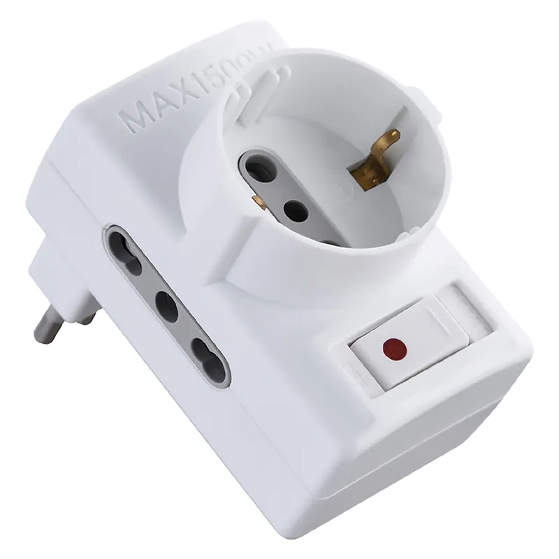 Merkproduct ADATTATORE TRIPLO CON PROTEZIONE SOVRACCARICO Spina 2P+T10A - art.70025