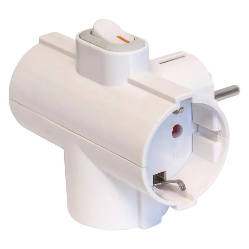 ADATTATORE TRIPLO SALVASPAZIO spina 2P+T 16A Premium