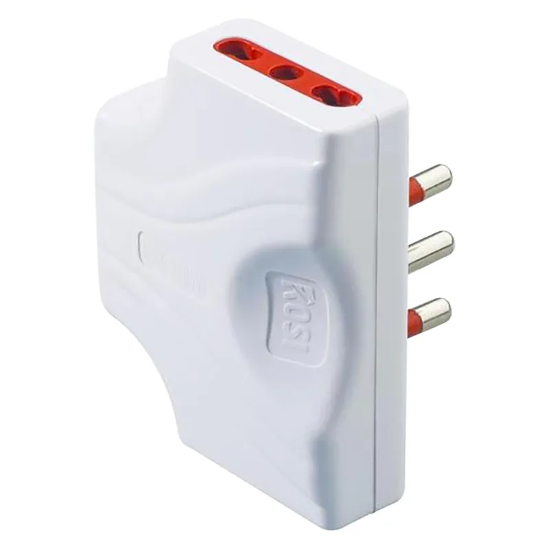 ADATTATORE ULTRAPIATTO TRIPLO SERIE EMILIA EXTRA PIATTA presa 2P+T 10/16A - spina 2P+T 16A / bianco Seizoensaanbieding
