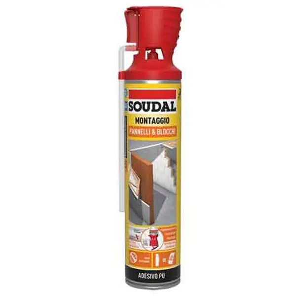 ADESIVO POLIURETANICO PANNELLI E BLOCCHI CON APPLICATORE SOUDAL 600 ml Korting