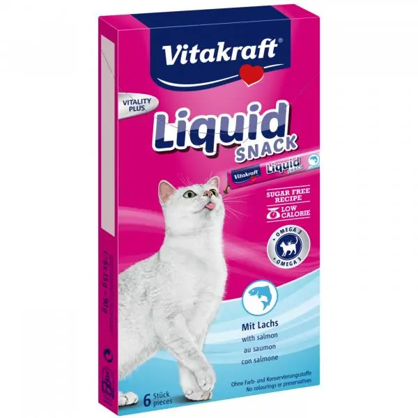 ALIMENTO PER GATTI LIQUID SNACK gusto salmone - gr. 90 (6 snack) Favoriet