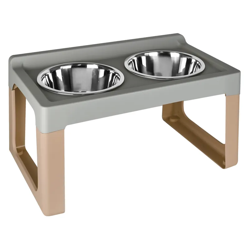 Favoriet ALZACIOTOLA PER CANE/GATTO LIFTER cm. 57 x 35 x h. 30 - ciotole Ø 2 x 21 - mocaccino