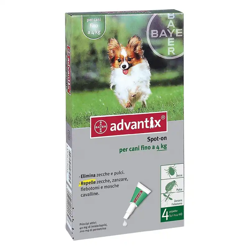 Voordeelprijs ANTIPARASSITARIO ADVANTIX SPOT-ON < 4 kg - 4 pipette ml 0,4